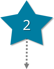 Ein blauer Stern in dessen Mitte sich eine 2 befindet und aus dem ein grauer gestrichelter Pfeil nach unten zeigt.