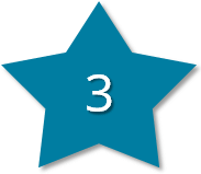 Ein blauer Stern in dessen Mitte sich die Zahl 3 befindet.