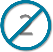 Die Zahl 2 befindet sich in einem blauen Kreis und ist durchgestrichen.